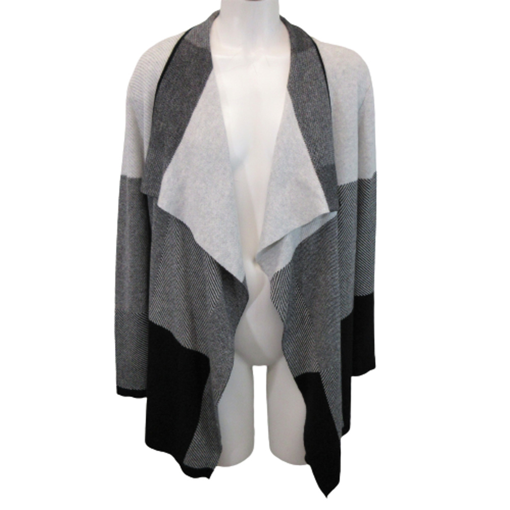 Womens Open Cardigan Size Medium Gray Shawl Collar Drape Preston & York